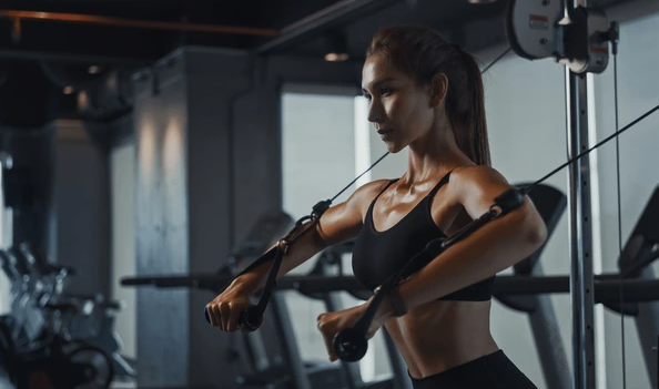 Woman performing a chest press